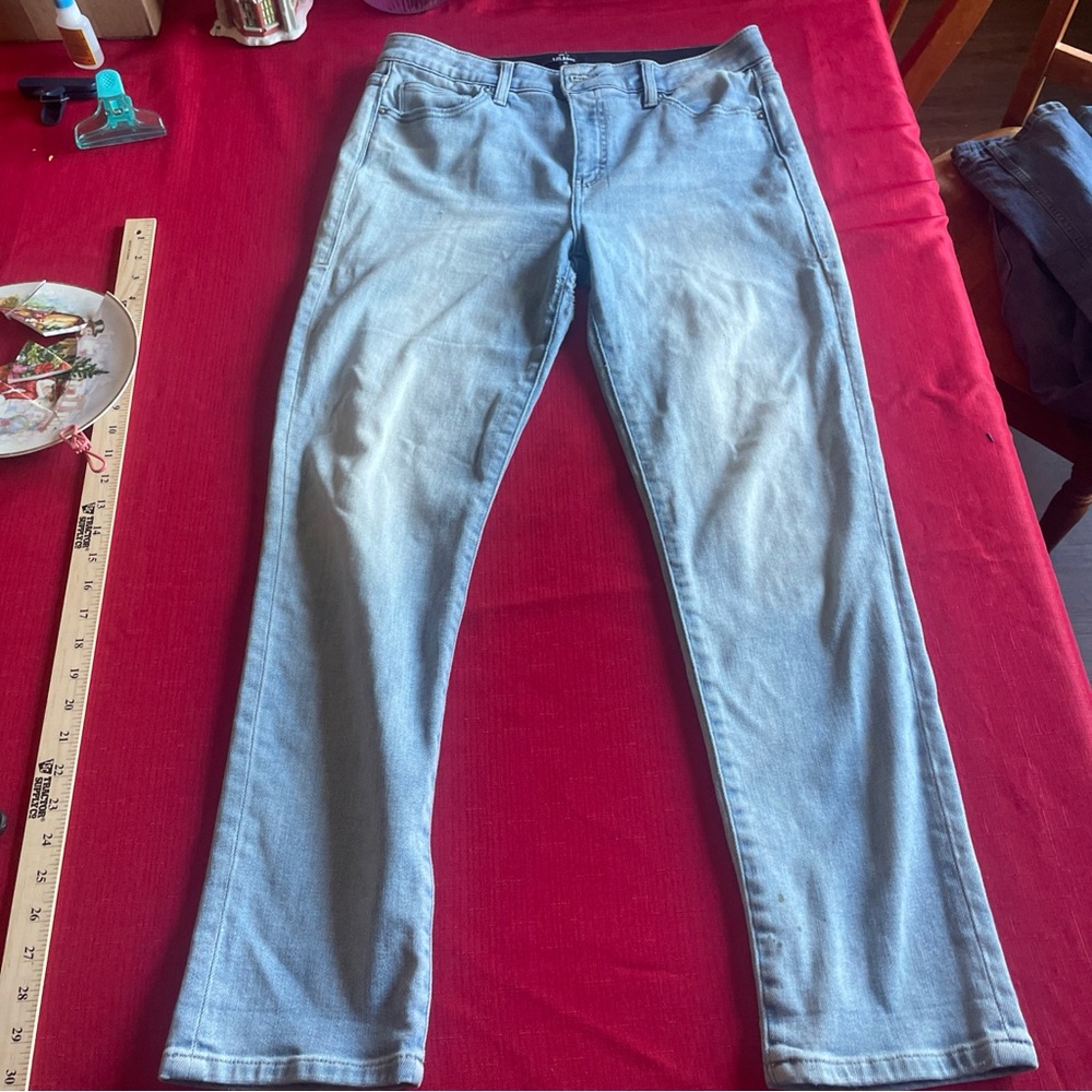 Lularoe Skinny Jeans Womens Blue Stretch Cotton Distressed - Size 30